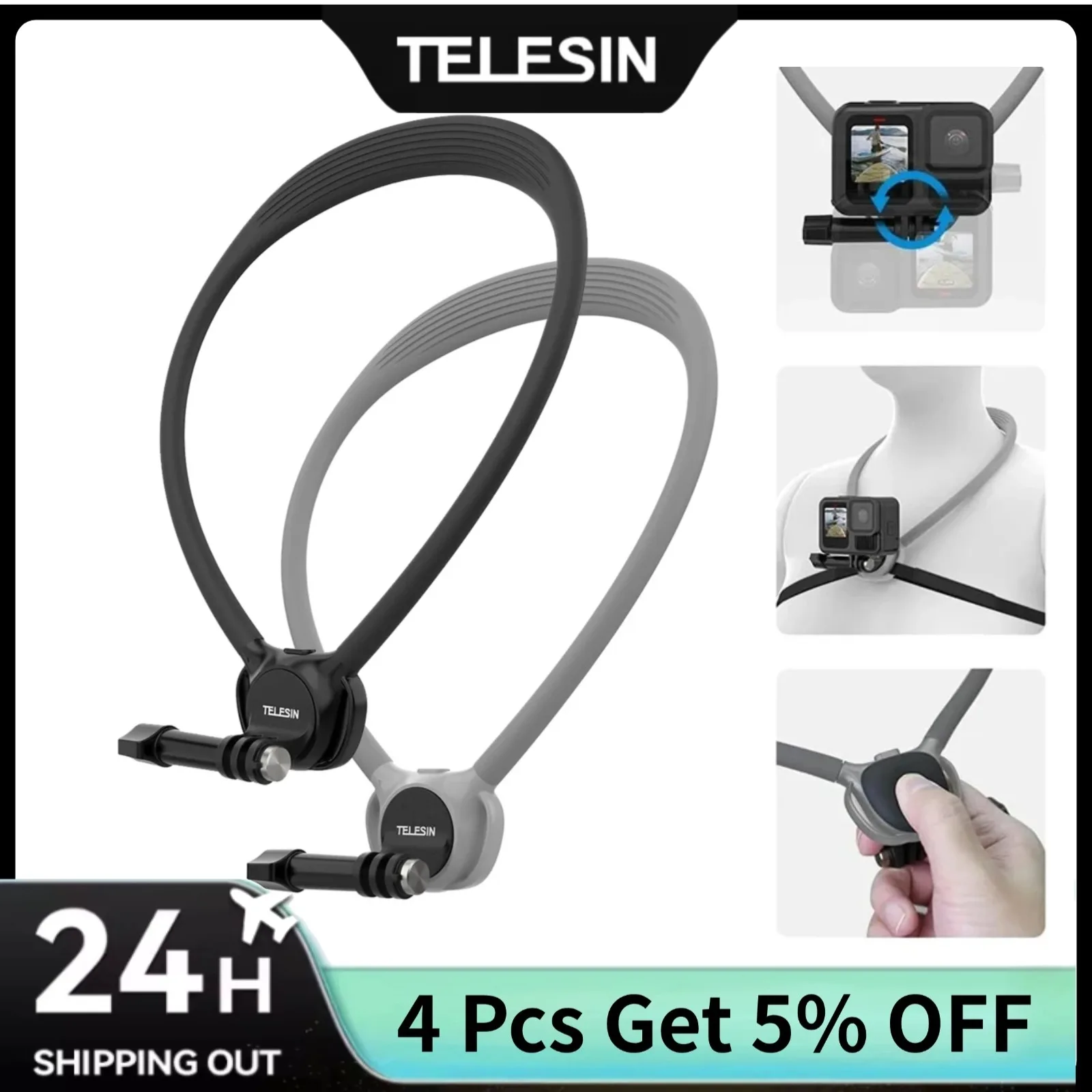 Insta360 Camera Go 3 - TELESIN Dudukan Leher Silikon untuk Gopro