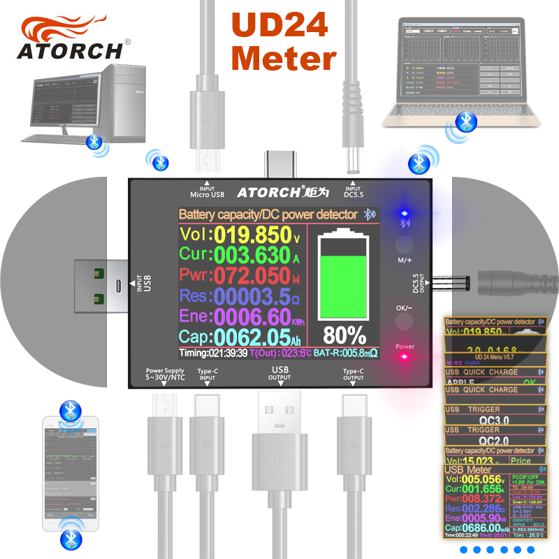 UD24 2.4'inch USB Tester DC5.5 - Usb Ammeter Tester ulasan dan harga